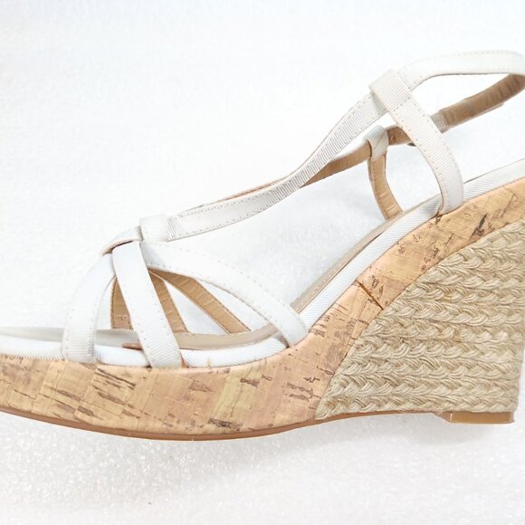BP Stella White Strappy Cork Wedge Sandals 4.5" Platform Size 8 w/ Box VGUC - Picture 13 of 16